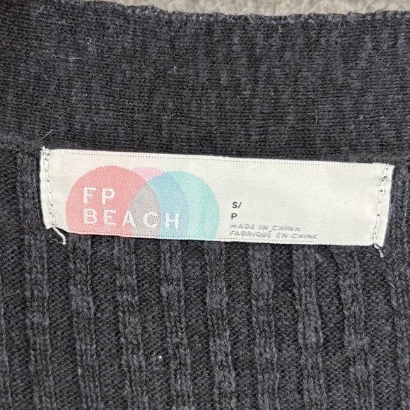 Free People FP Beach Black Ribbed Button Front Cardigan Sweater Women’s Size S - Picture 8 of 8